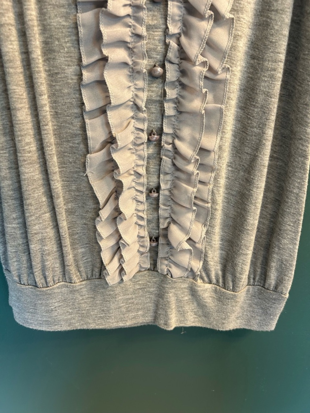 Gray Ruffle-Trim Sleeveless Top - Picture 2 of 4